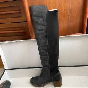 Slouchy black Free People knee high boots